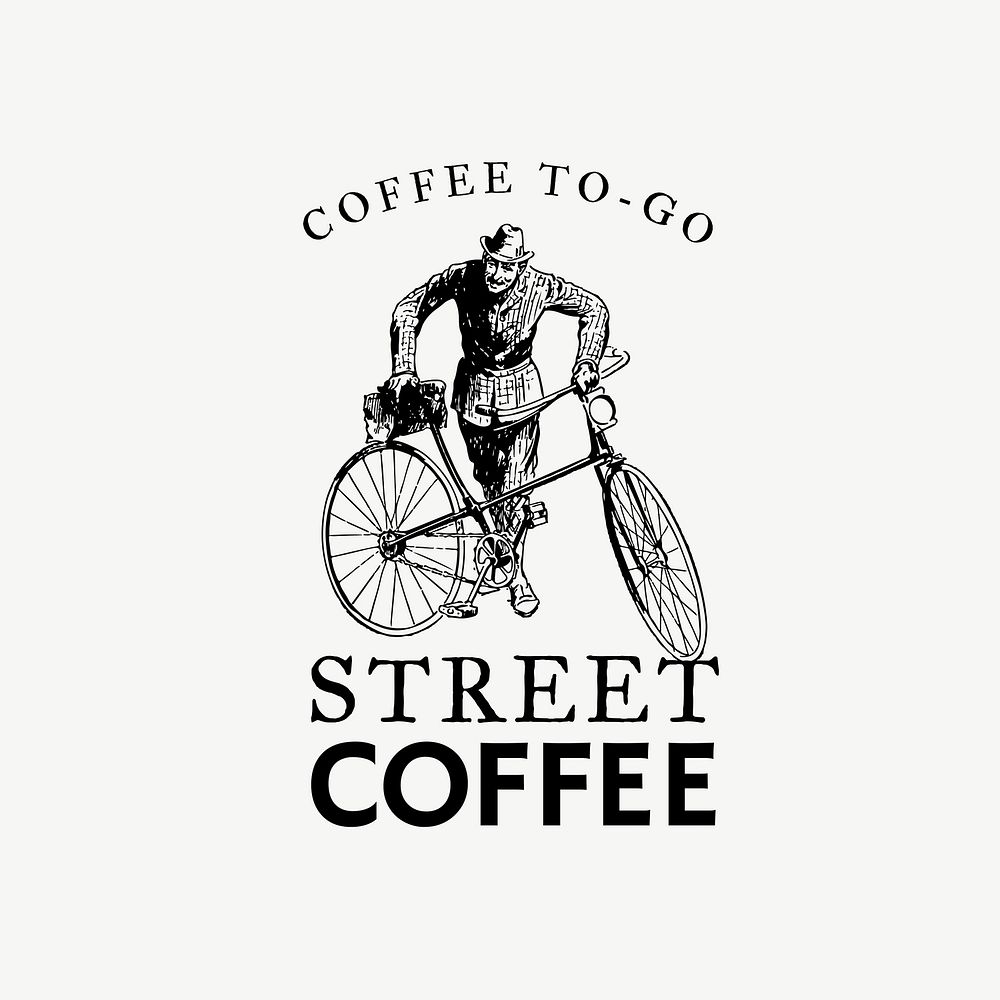 Editable coffee shop logo vector business corporate identity with text and bicycle