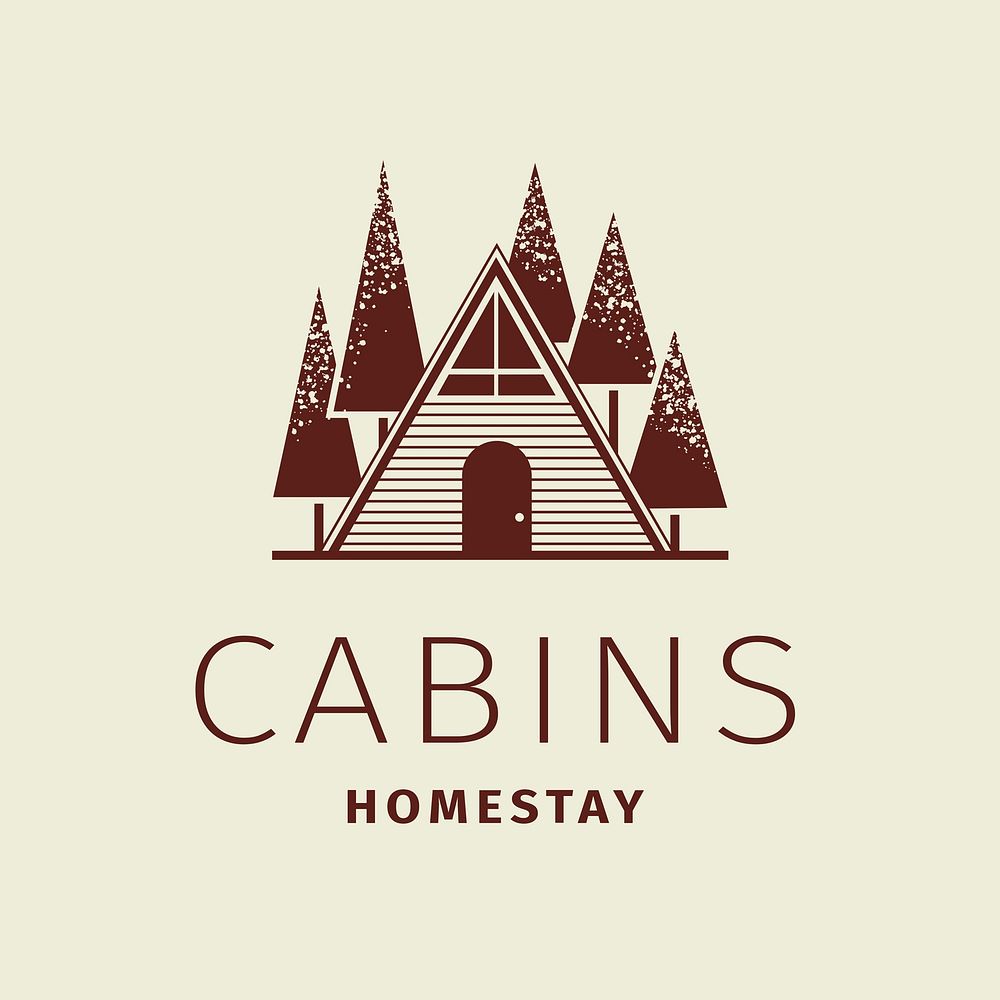 Editable hotel logo psd business corporate identity with cabins homestay text