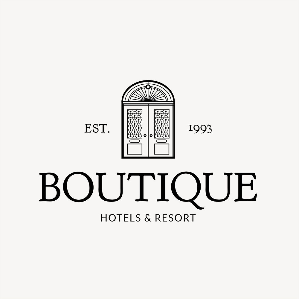 Editable hotel logo psd business corporate identity with boutique hotels and resort message