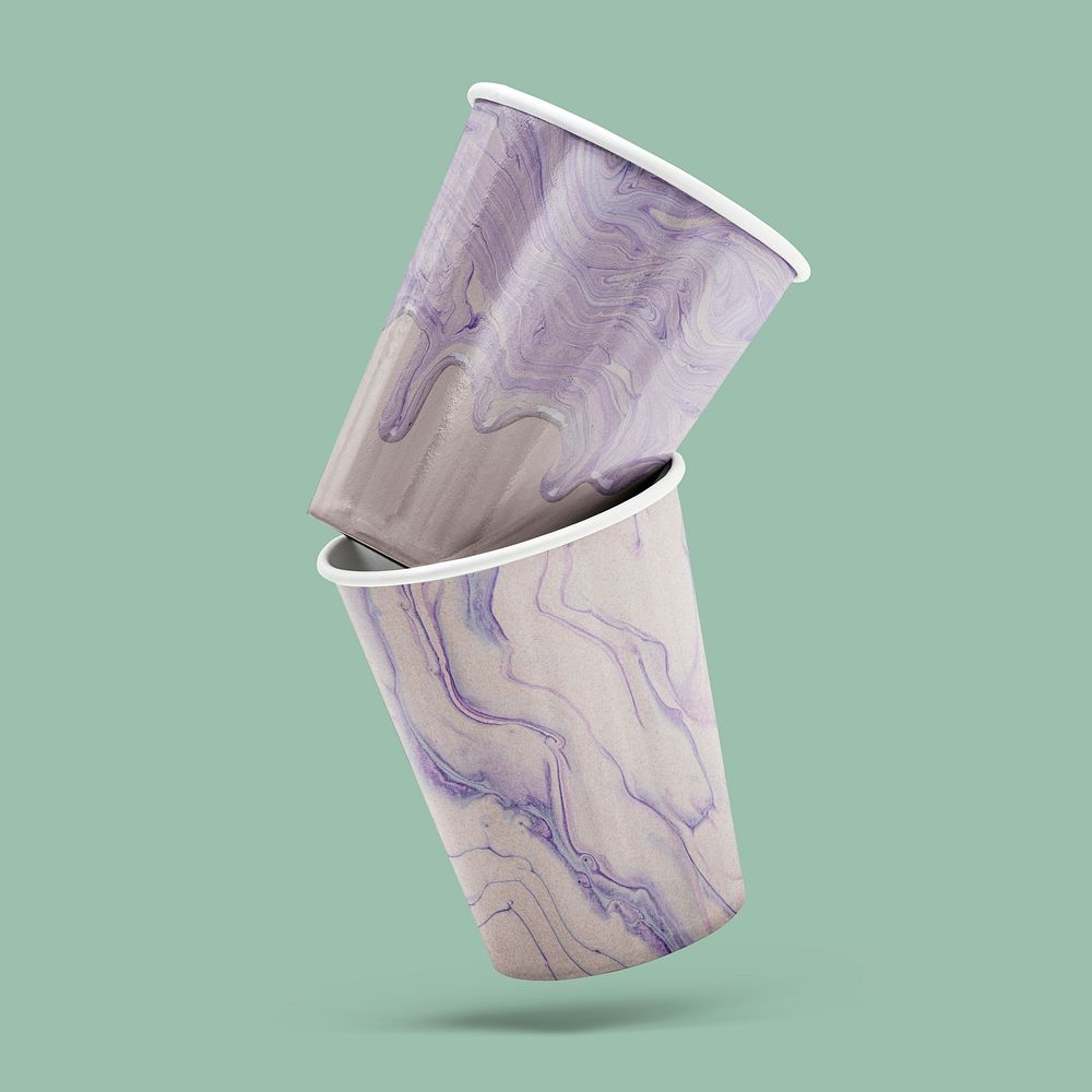 Purple marble cups handmade experimental art with design space