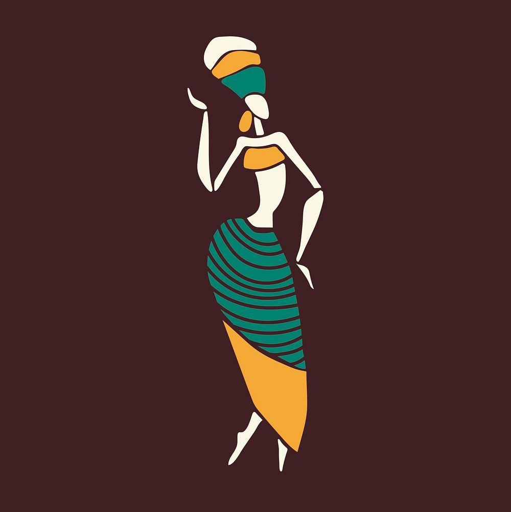 Ethnic woman icon psd illustration for branding