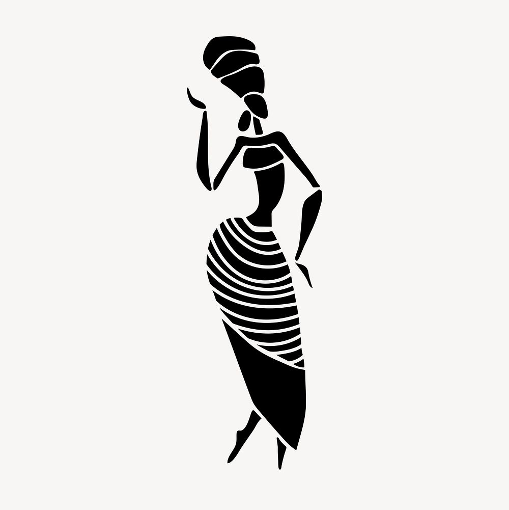 Ethnic woman minimal icon psd illustration for branding