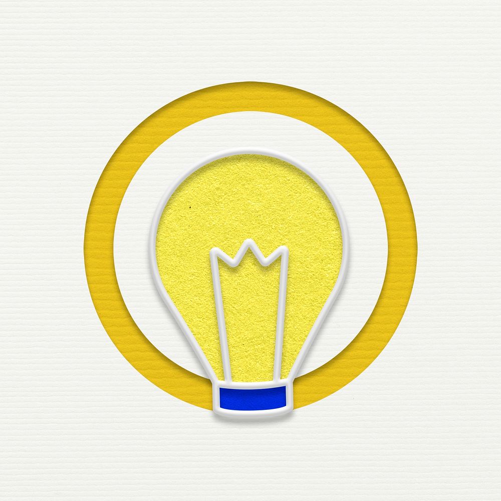 Creative yellow light bulb psd graphic for marketing