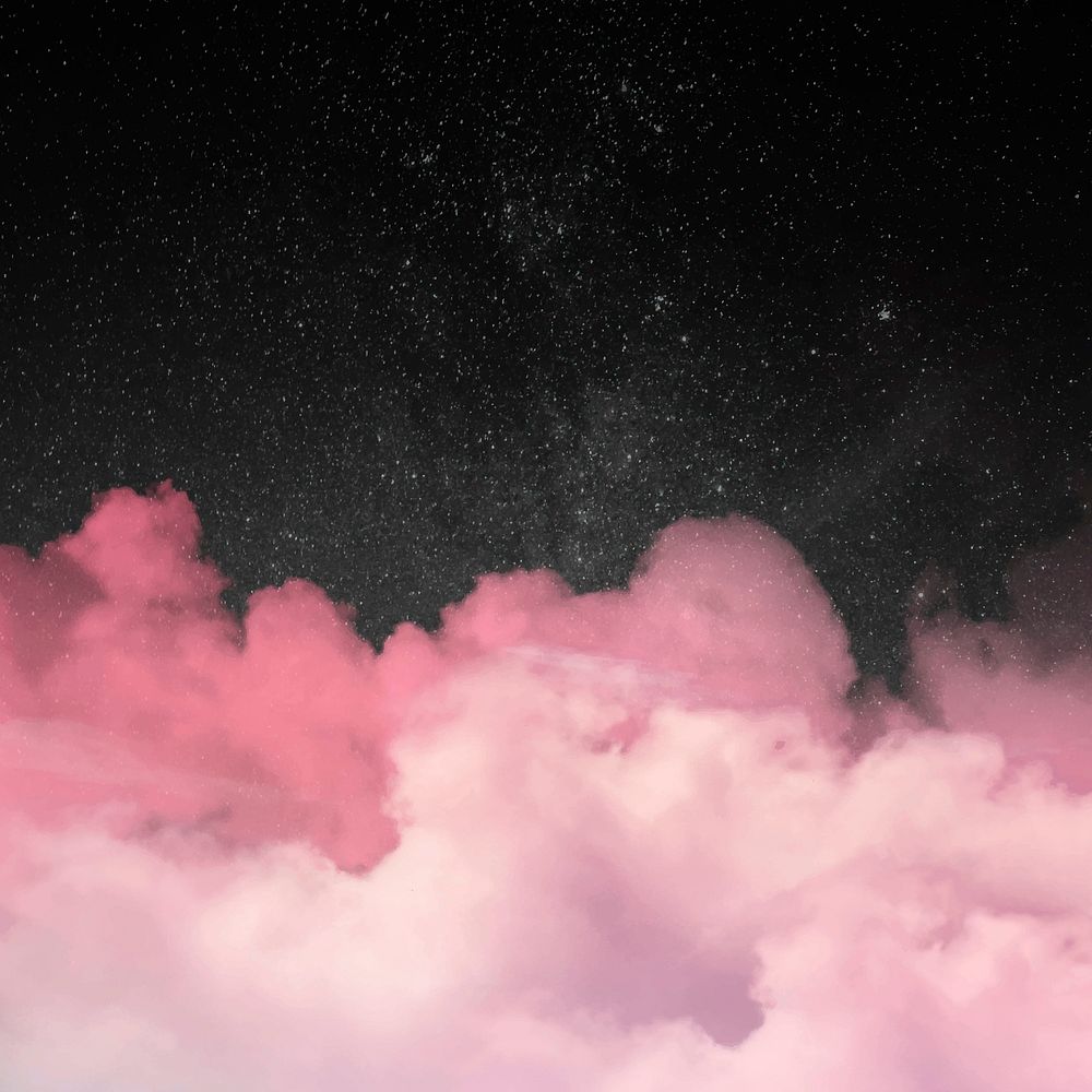 Galaxy background vector with pink clouds