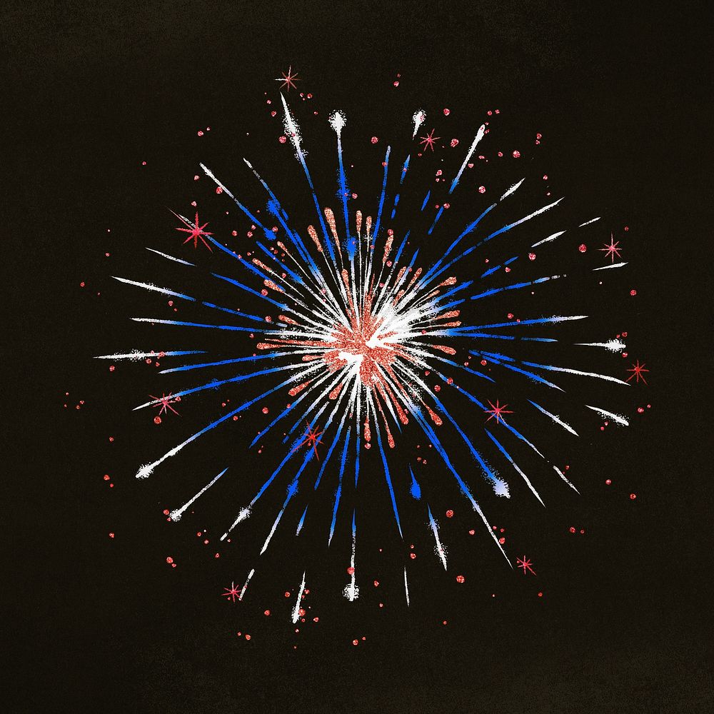 Glittery fireworks element graphic psd for festival