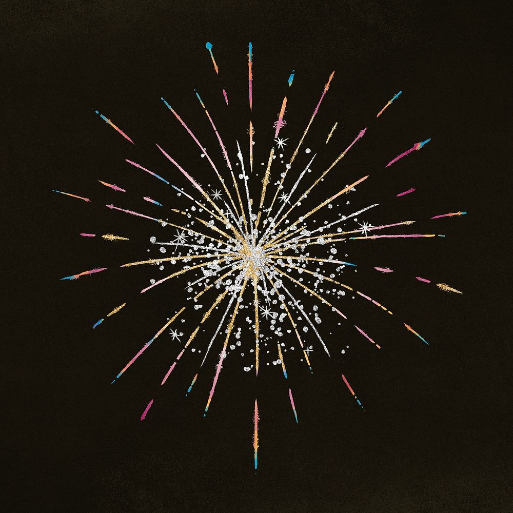 Glittery fireworks element graphic psd for festival