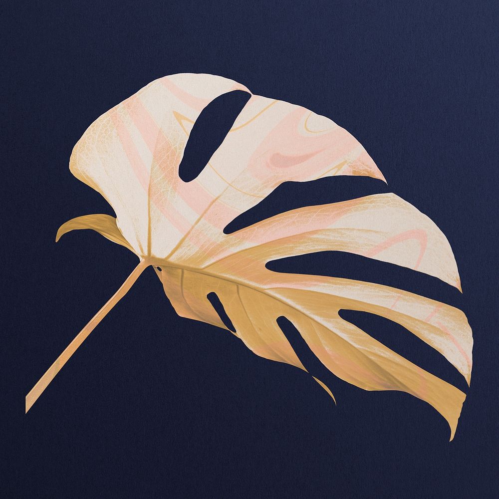 Gold monstera leaf psd in luxury tone