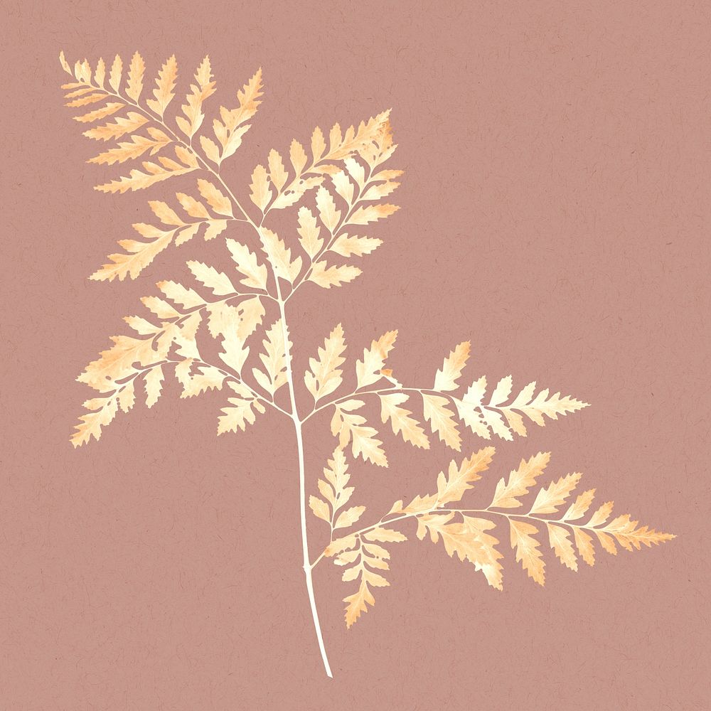 Gold leatherleaf fern psd in luxury tone