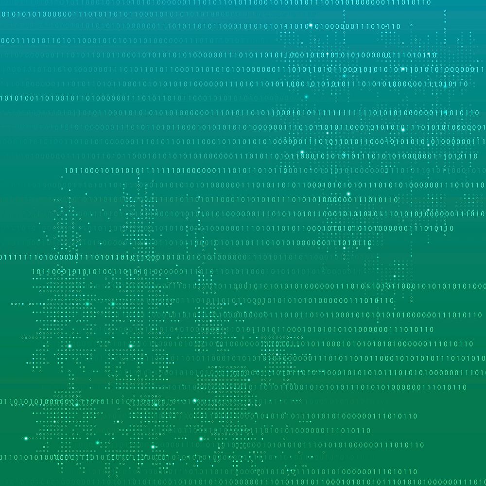 Green data technology background with binary code