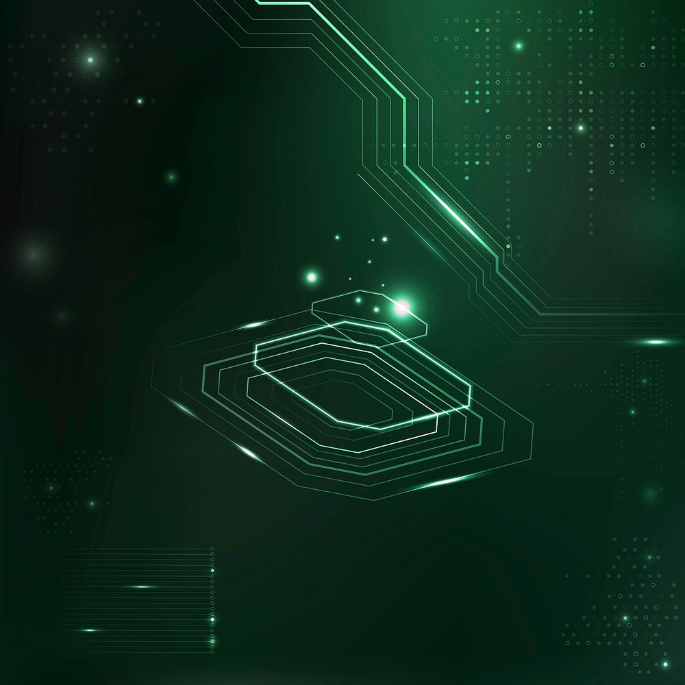 Green futuristic microchip background vector information digital transformation