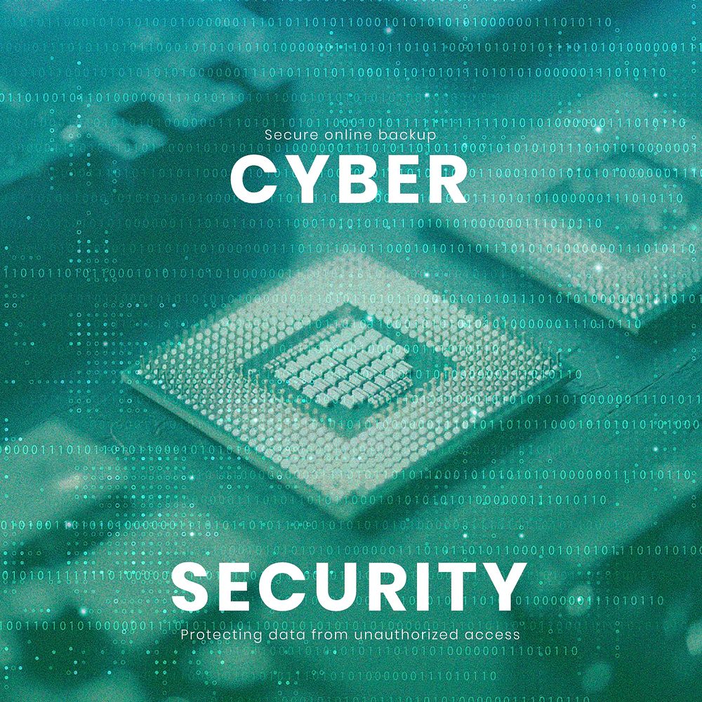 Cyber security technology template vector computer business social media post