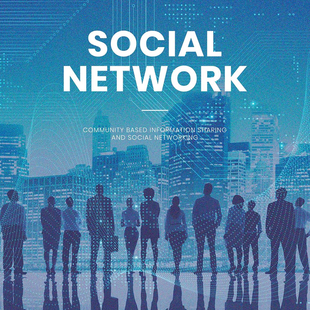 Social network technology template vector computer business social media post