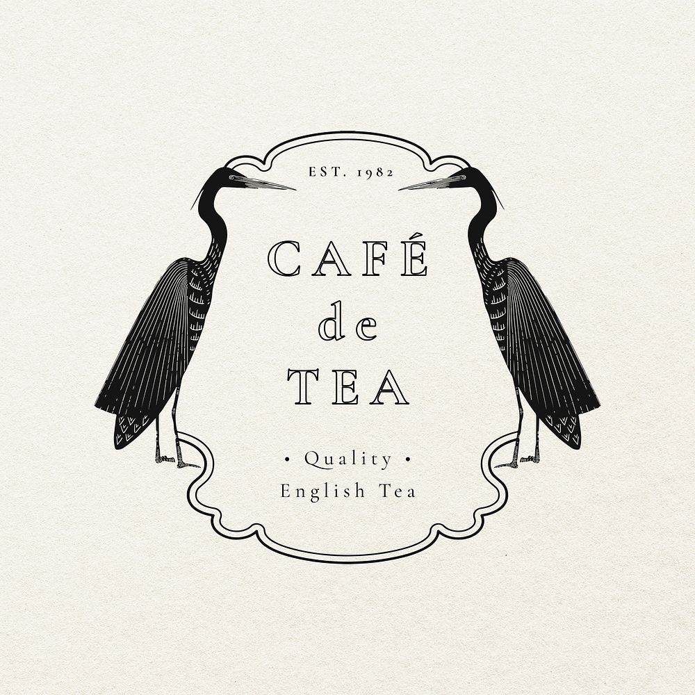 Aesthetic badge template psd for cafe set, remixed from public domain artworks