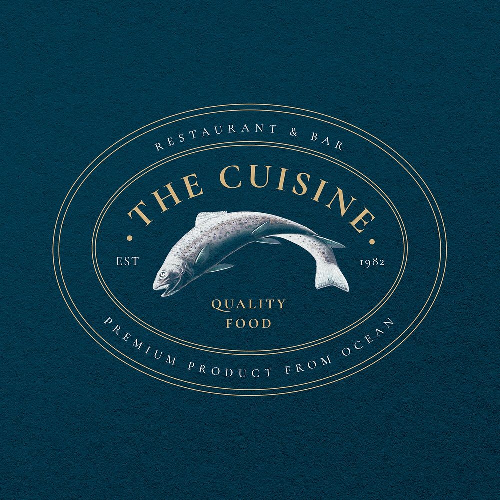 Aesthetic logo template psd for restaurant set, remixed from public domain artworks