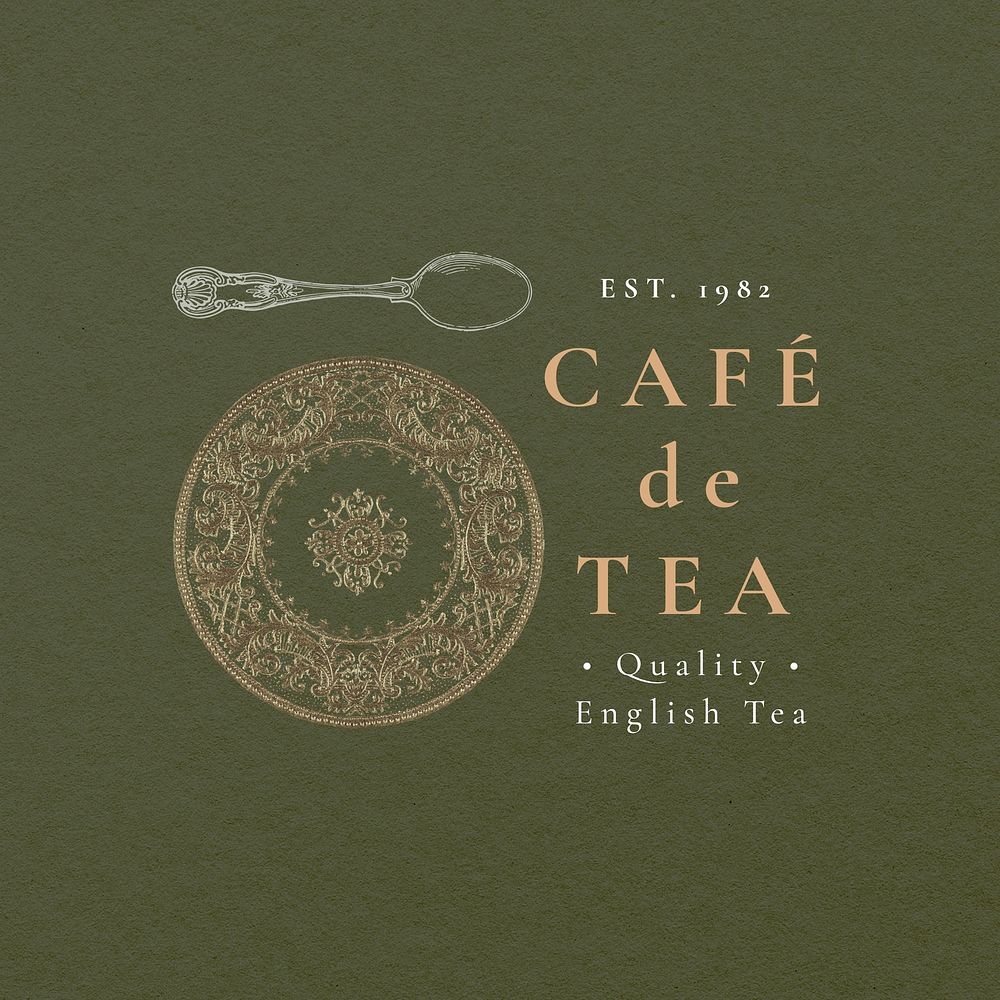 Aesthetic badge template psd for cafe set, remixed from public domain artworks