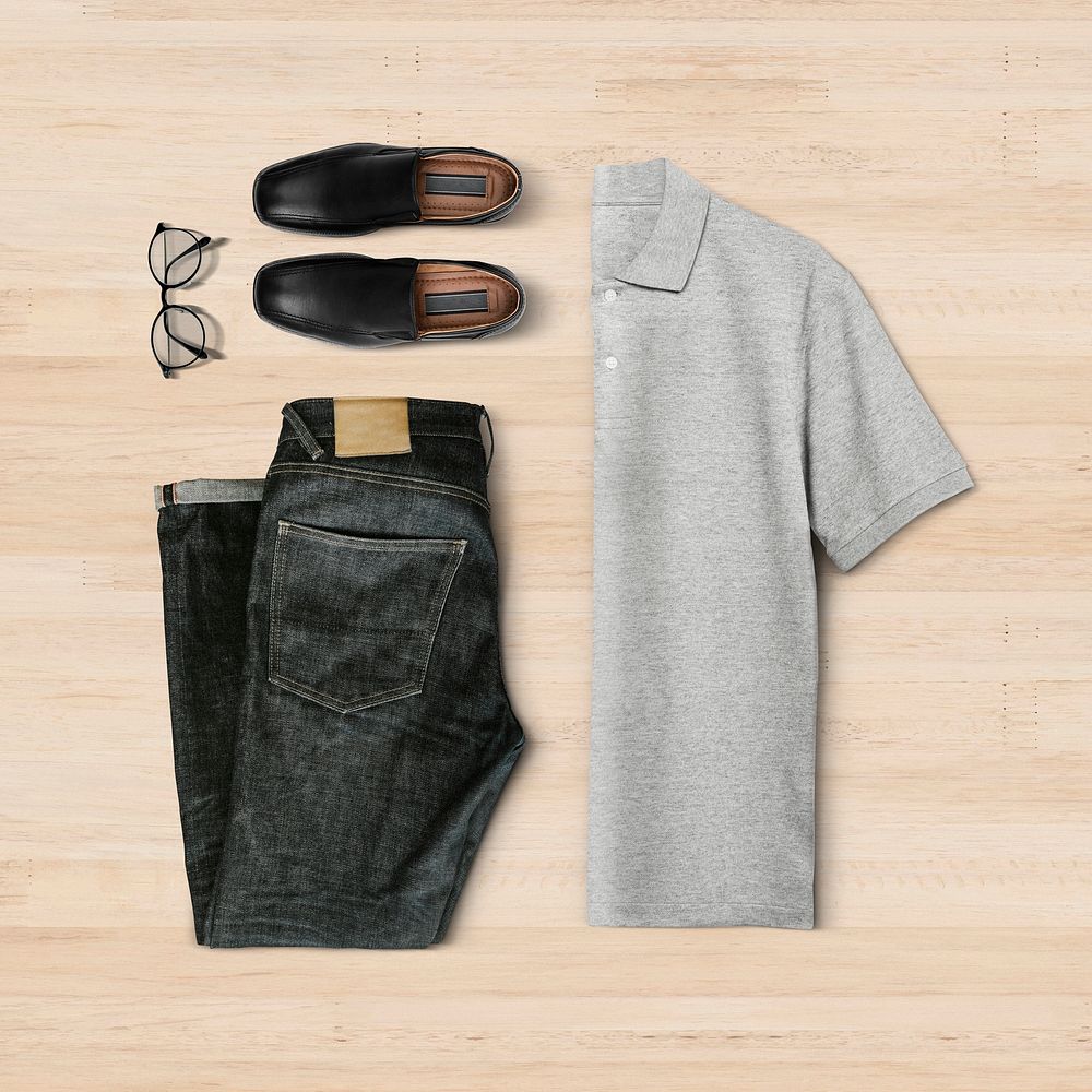 Men&rsquo;s casual outfit with polo shirt and jeans simple apparel
