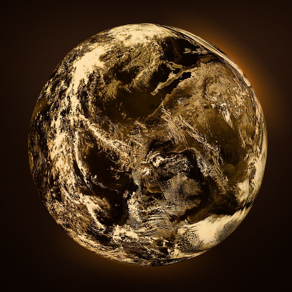 Gold world globe psd from outer space
