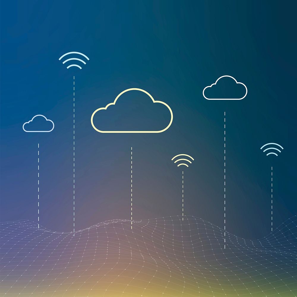 Cloud network system background vector for social media post