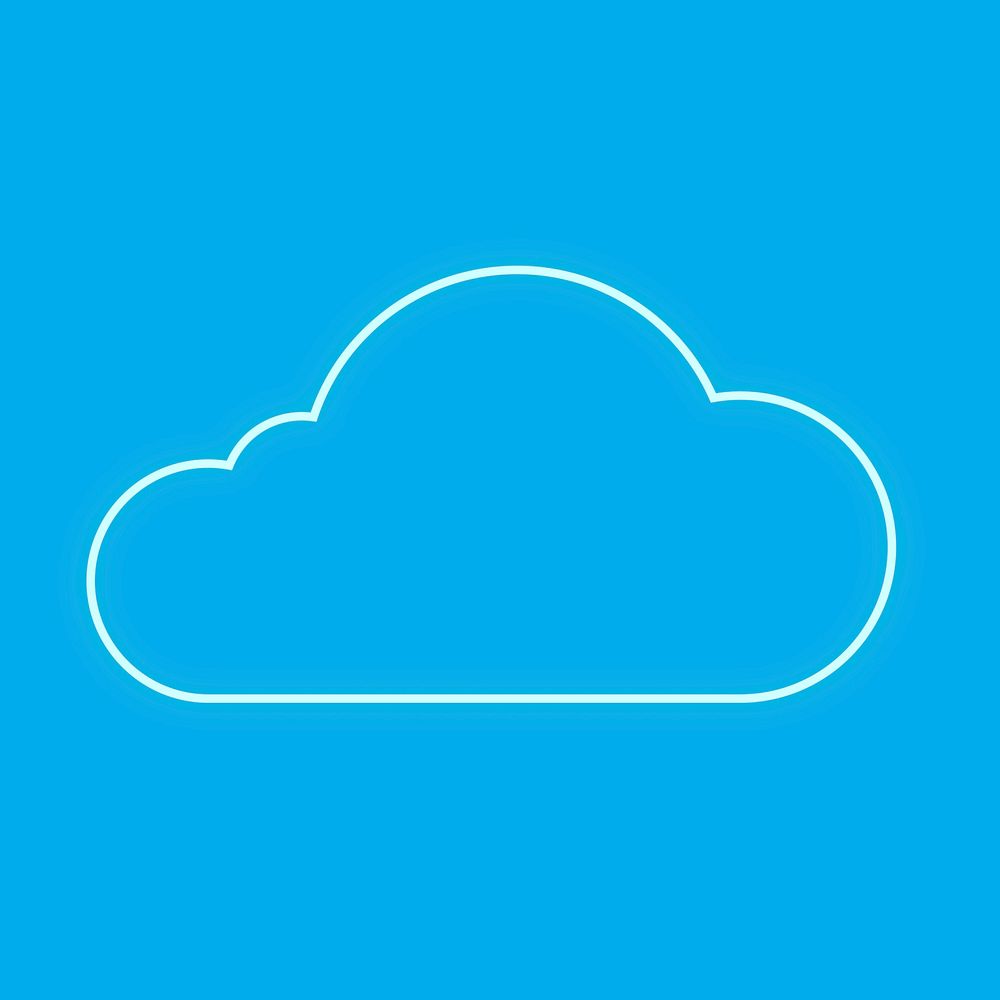 Blue neon cloud icon psd digital networking system