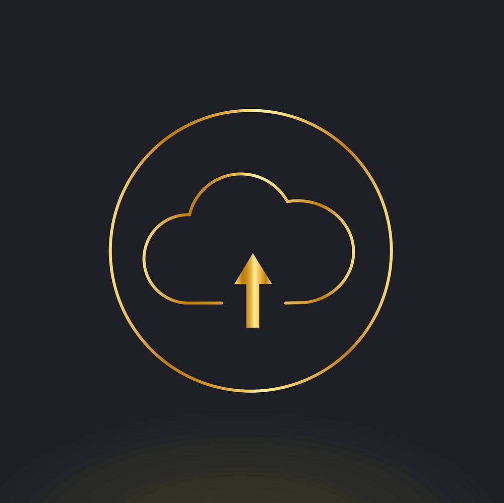 Gold cloud icon psd digital networking system