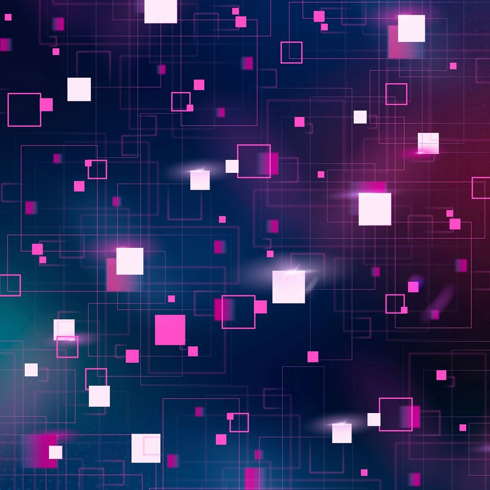 Pink geometric pattern background vector with digital technology