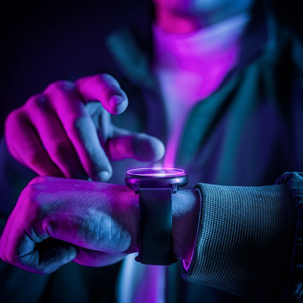 Futuristic hologram smartwatch wearable technology