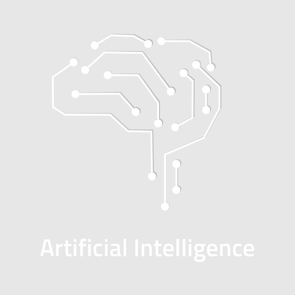 AI brain logo template psd in white for tech company