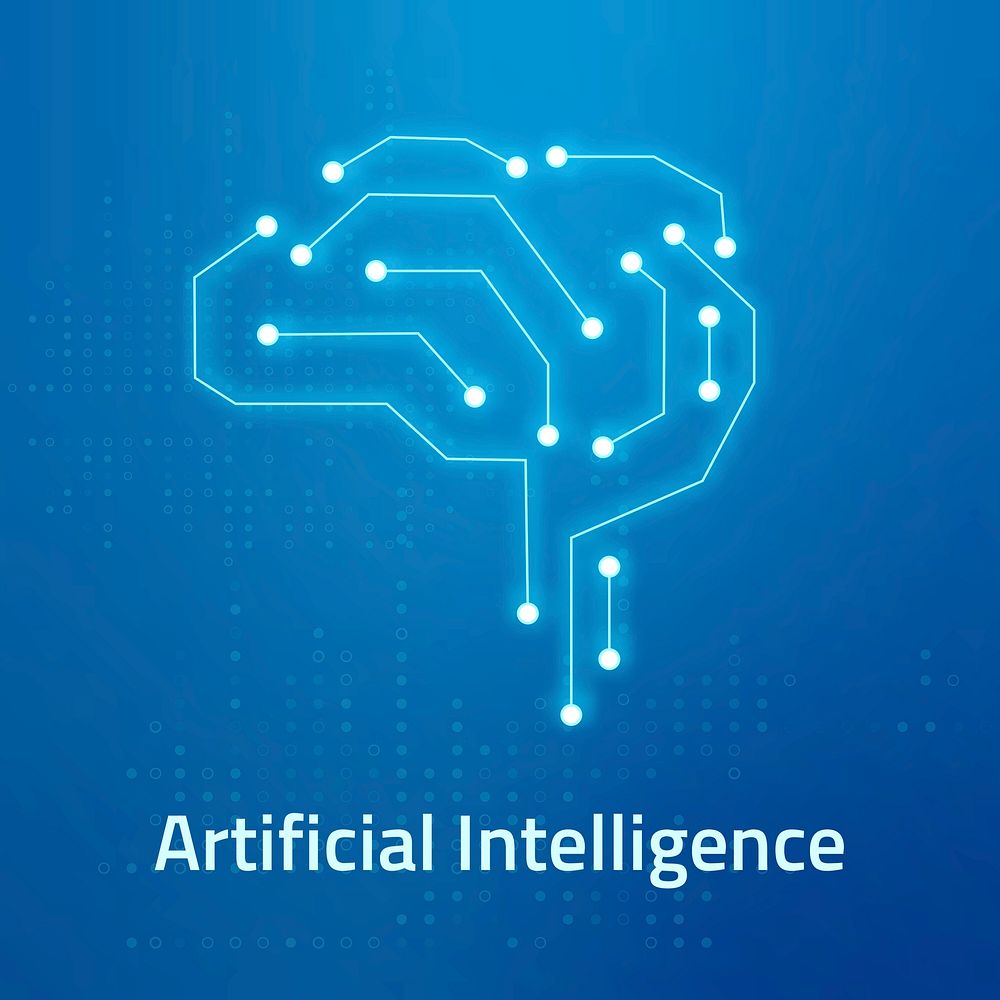 AI brain logo template psd in blue for tech company