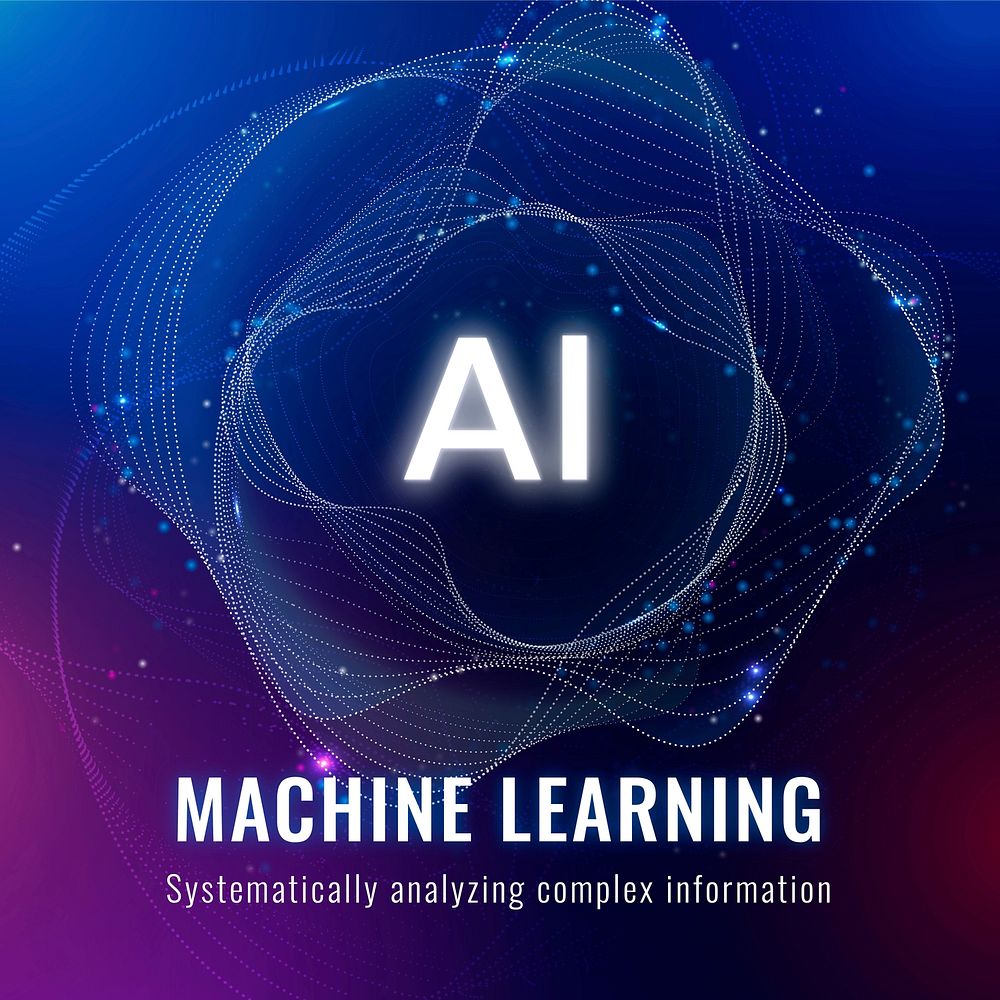 AI machine learning template vector disruptive technology social media post