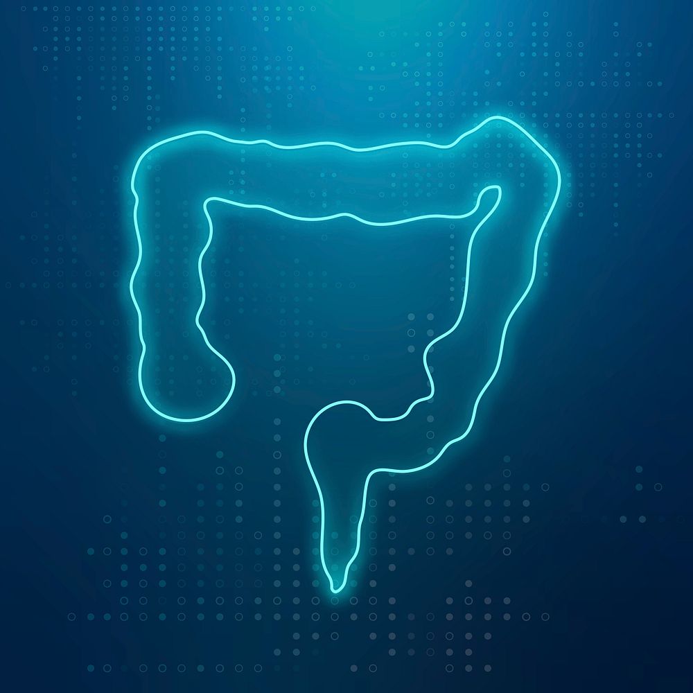 Blue intestine icon psd for digestive system healthcare