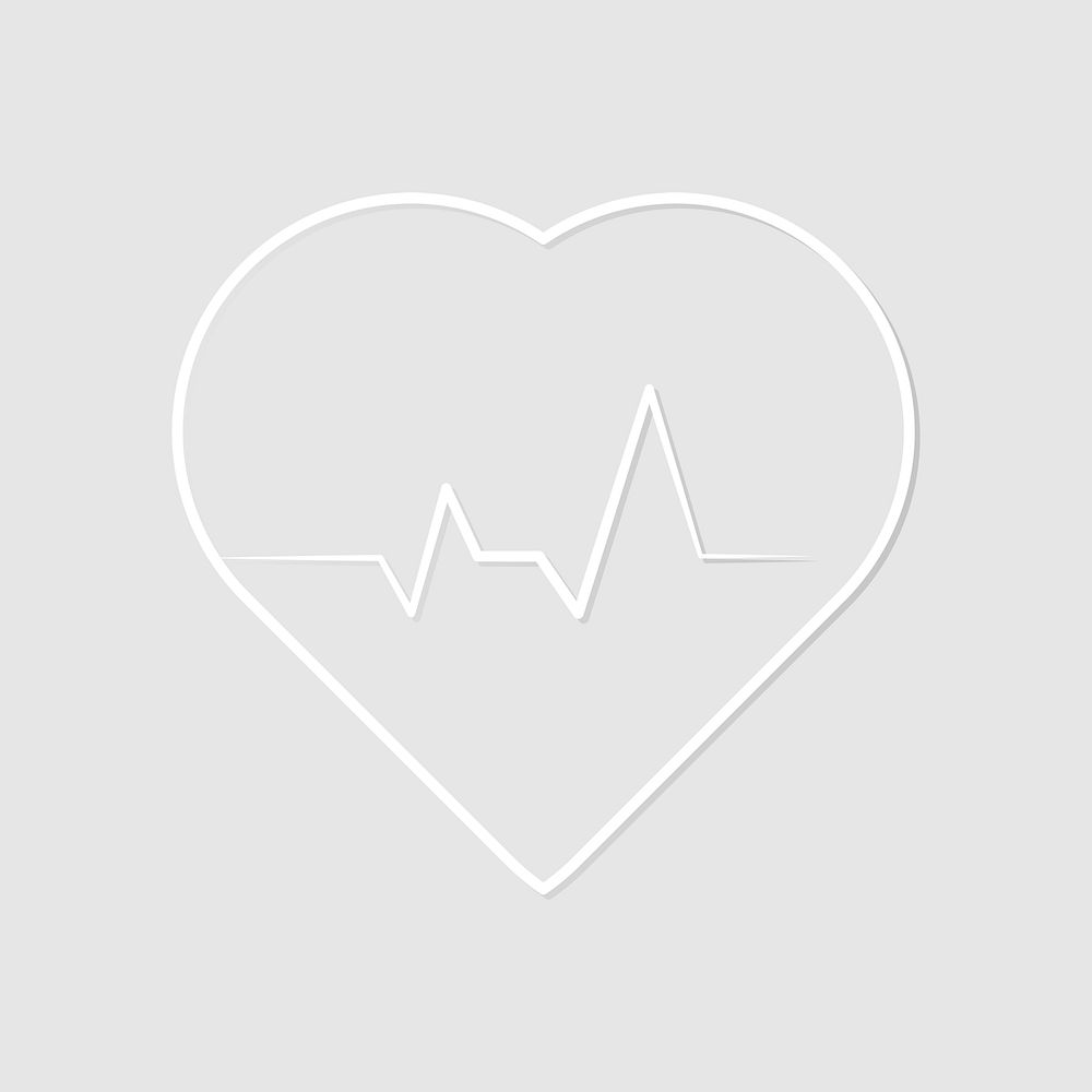 White heart pulse icon psd for healthcare technology