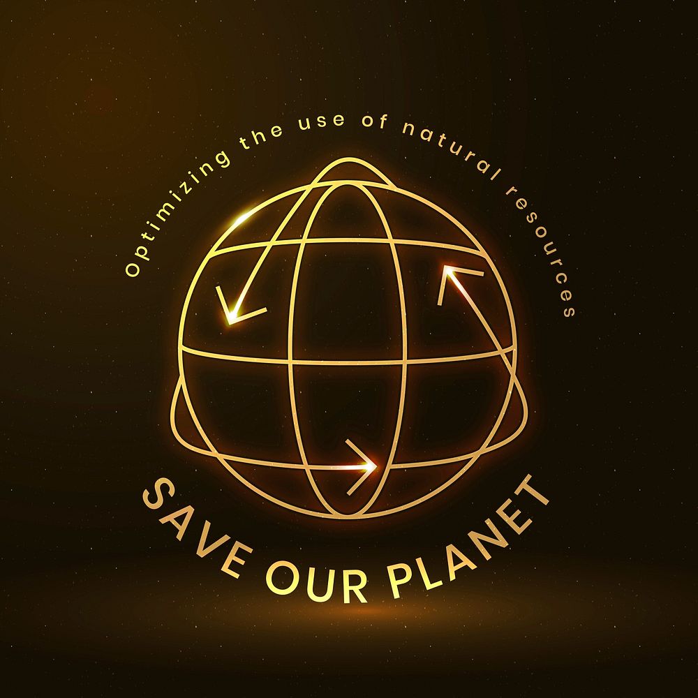 Global environmental logo vector with save our planet text