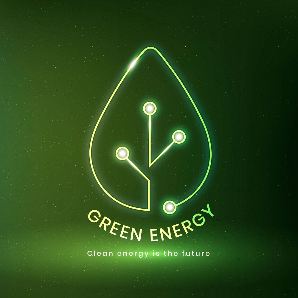 Environmental logo psd with green energy text