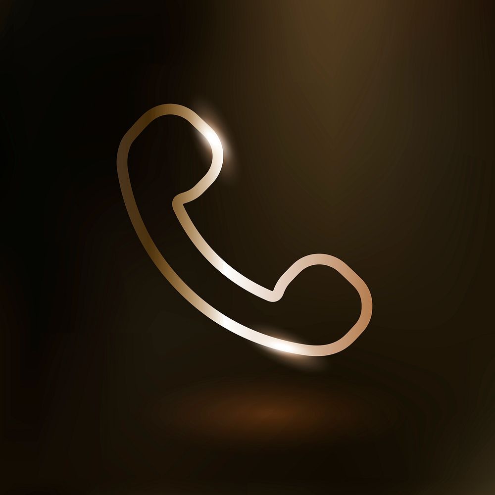 Phone call psd technology icon in gold on gradient background