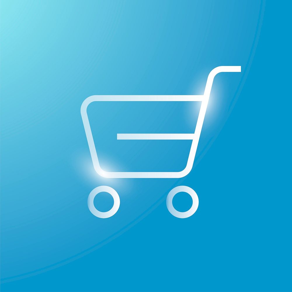 Shopping cart psd technology icon in silver on gradient background
