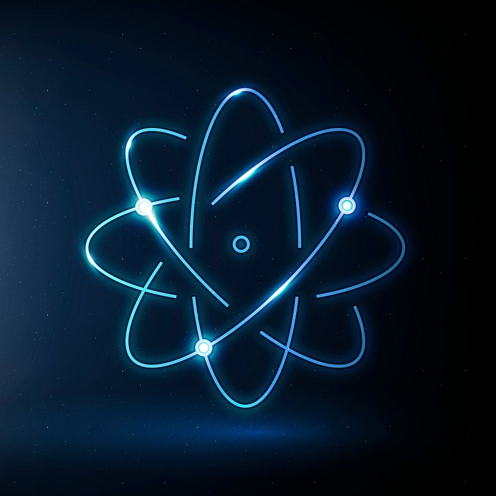 Atom science education icon vector blue digital graphic