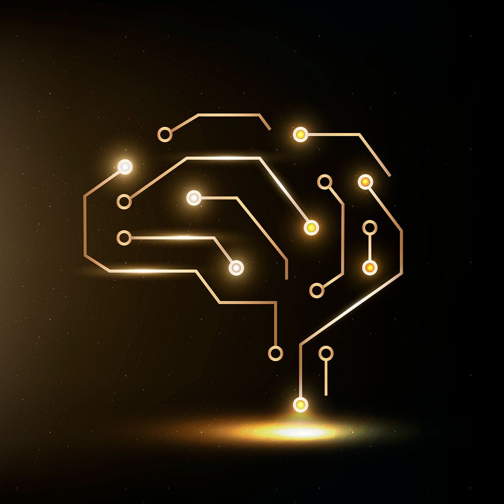 AI technology education icon psd gold digital graphic