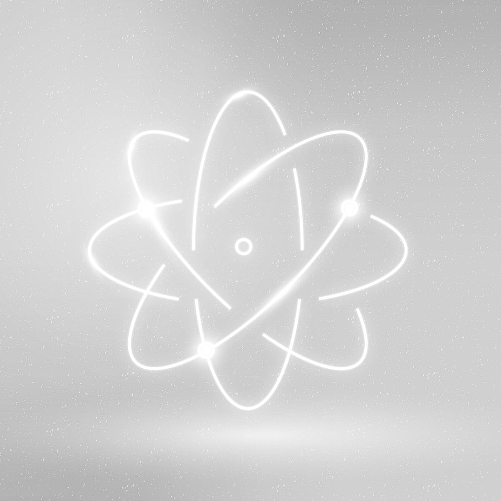 Atom science education icon psd white digital graphic