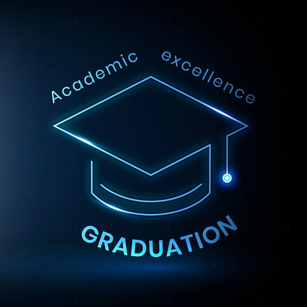 Academic excellence logo template psd education technology with graduation cap graphic