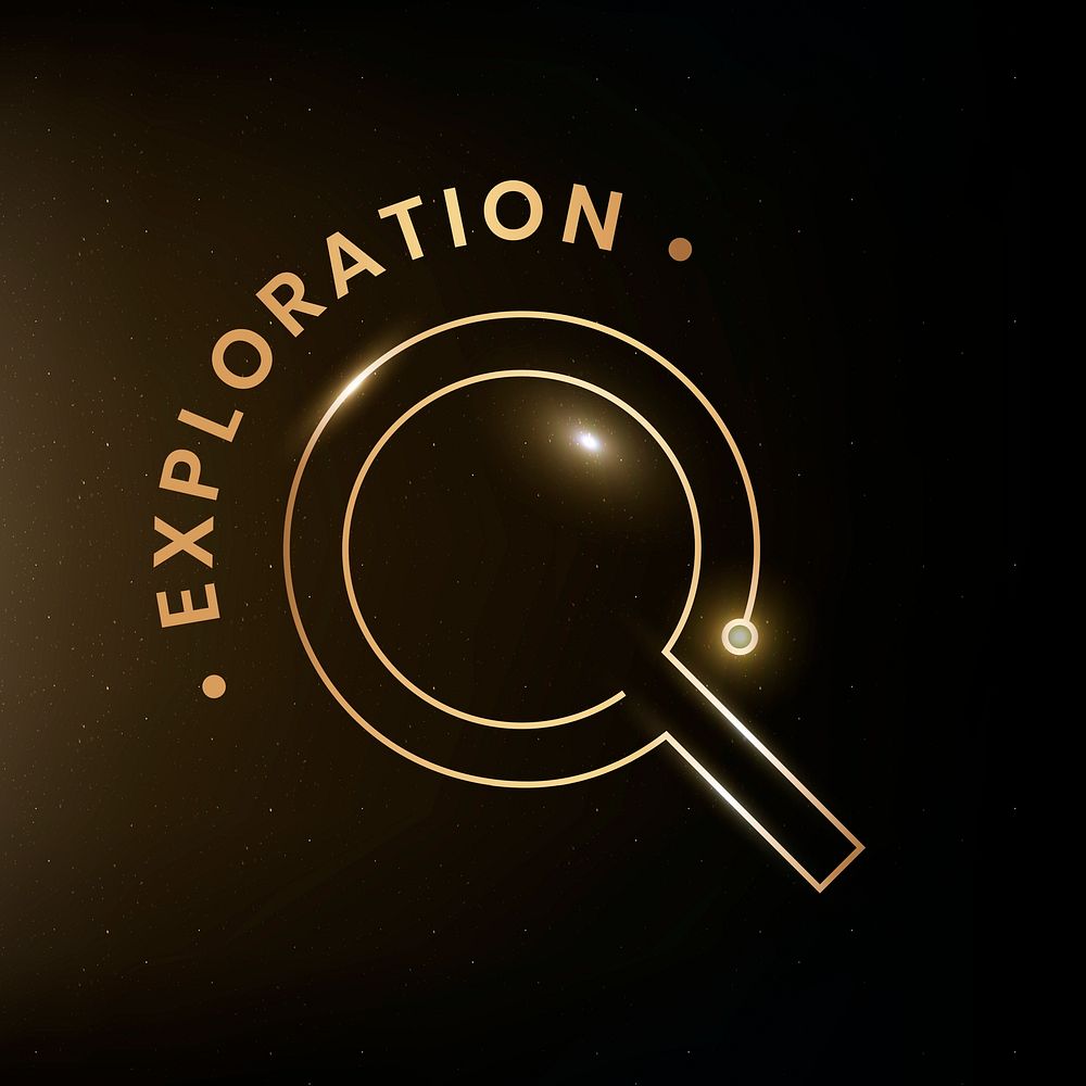 Exploration education logo template psd with magnifying glass graphic