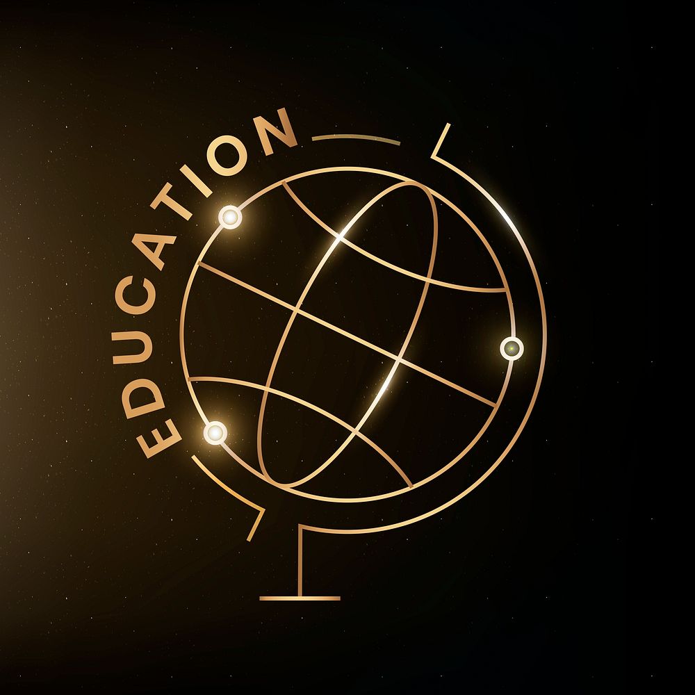 Geography education logo template psd with globe science graphic