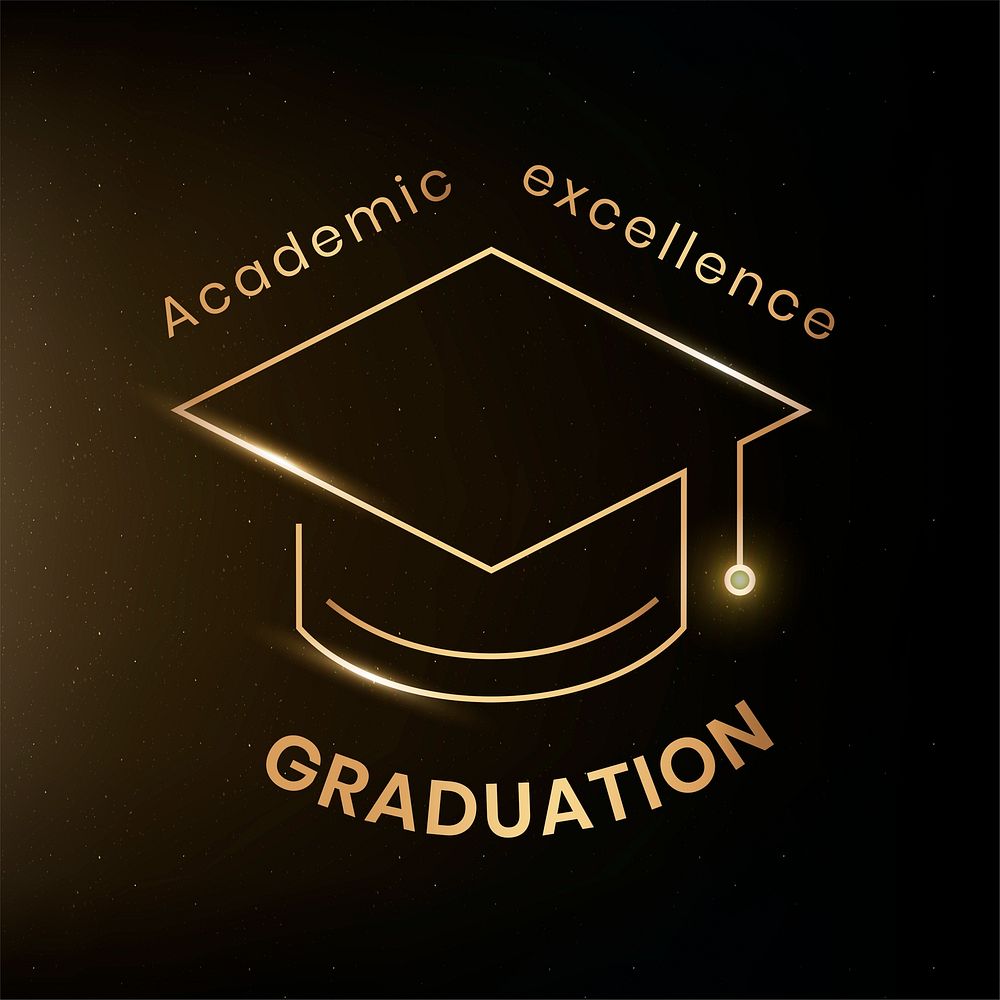 Academic excellence logo template psd education technology with graduation cap graphic