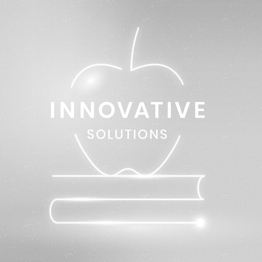 Innovative solutions logo template psd education technology with textbook graphic