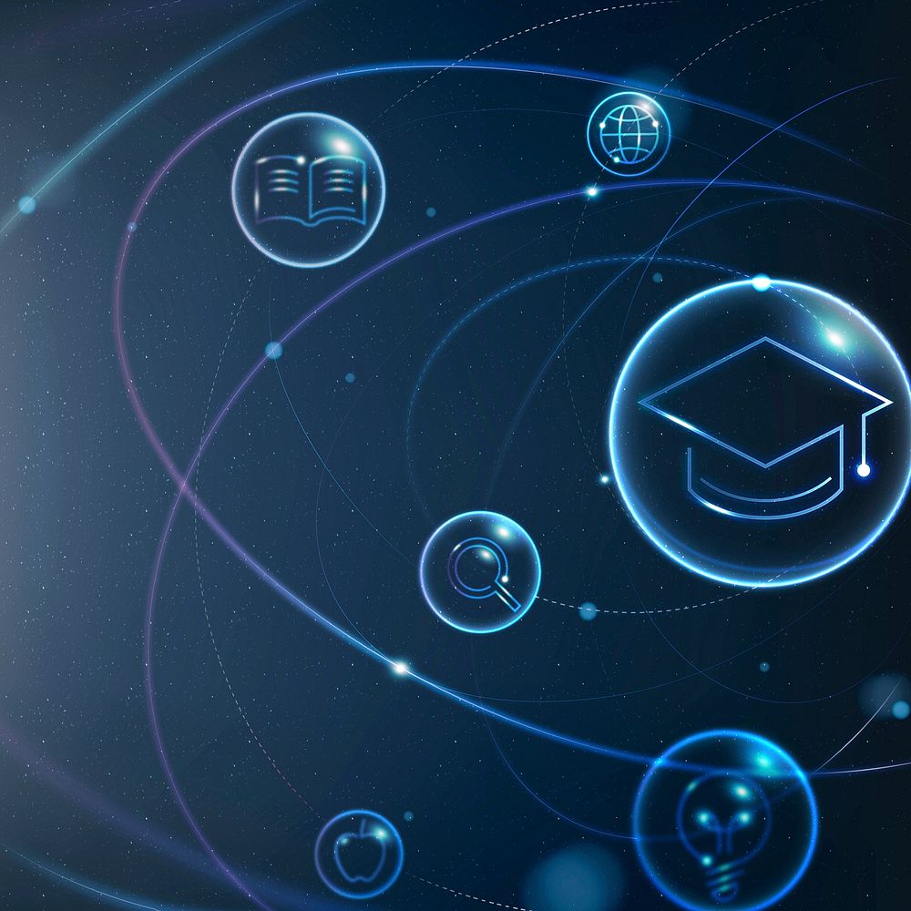 Education technology futuristic background vector in gradient blue digital remix
