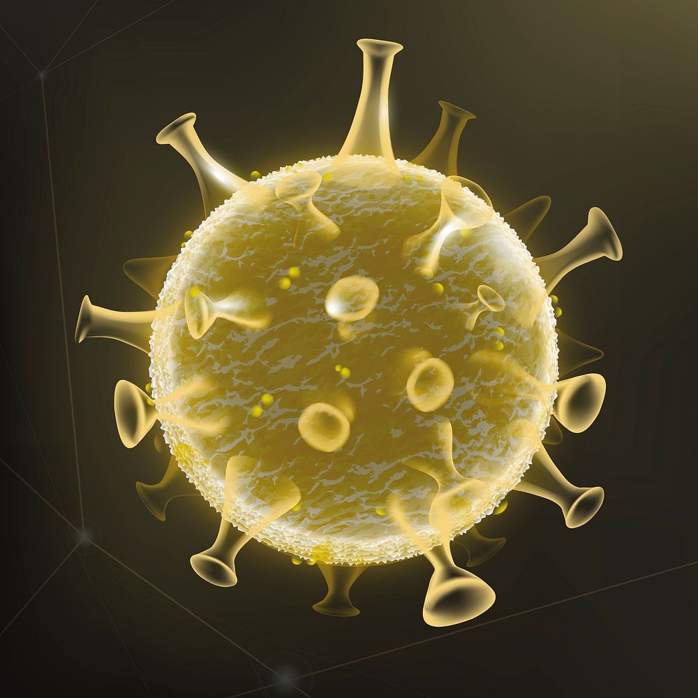 Covid-19 virus cell biotechnology psd gold neon graphic