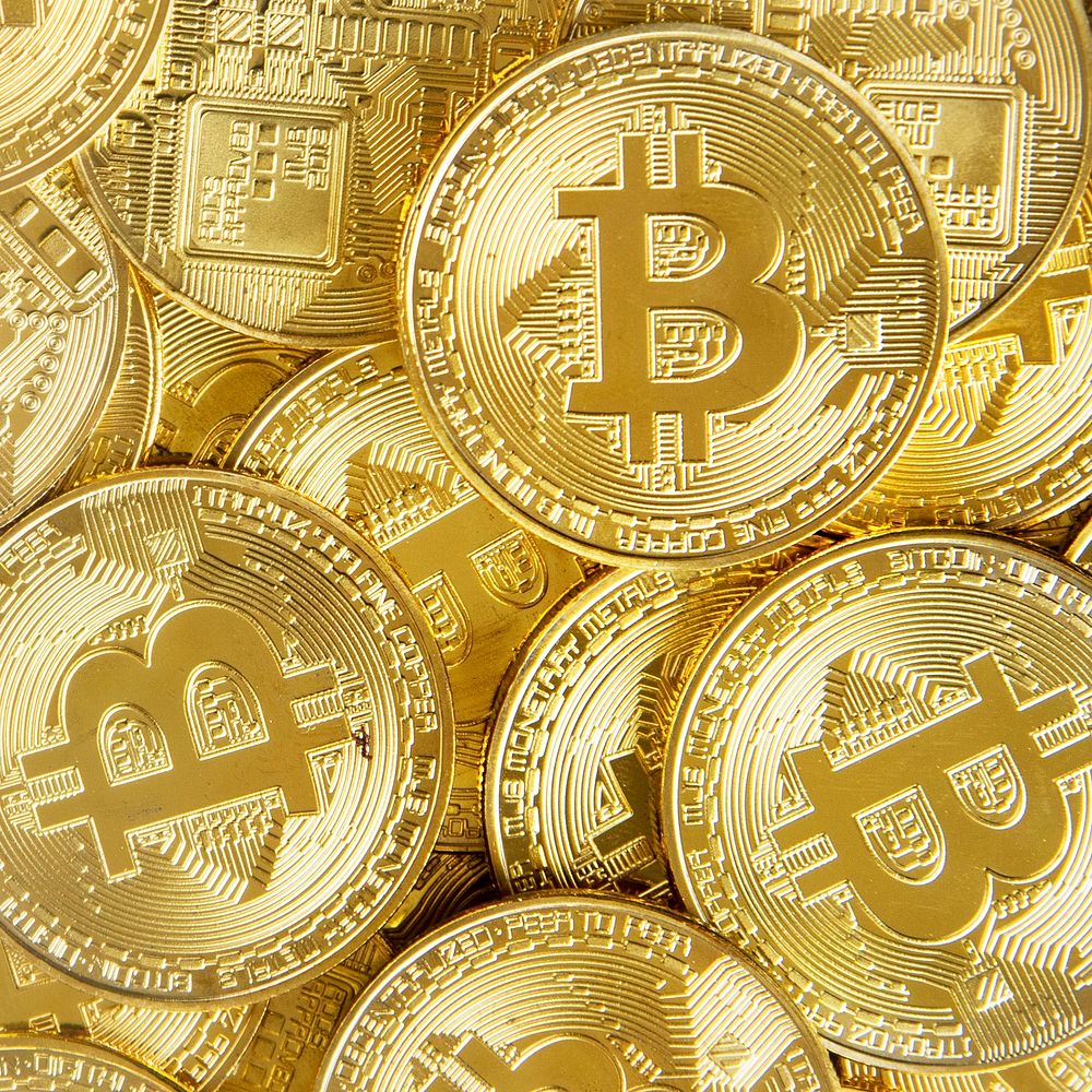 Gold bitcoins cryptocurrency digital finance remixed