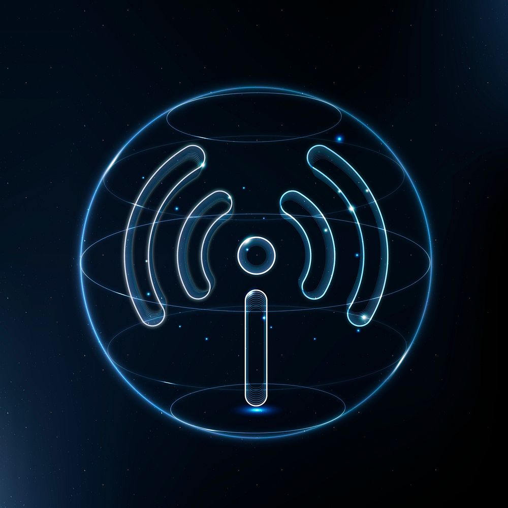Hotspot network technology icon psd in blue on gradient background