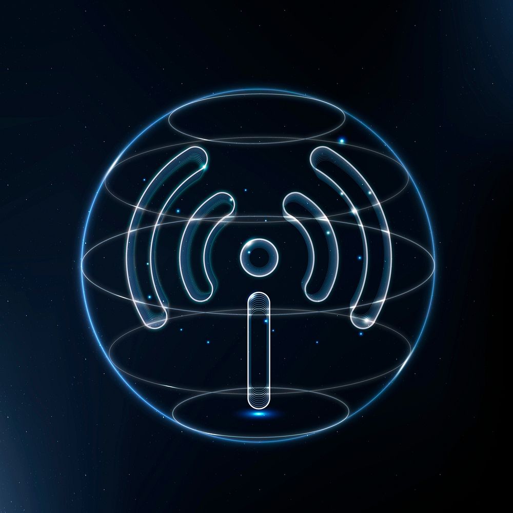 Hotspot network technology icon vector in blue on gradient background