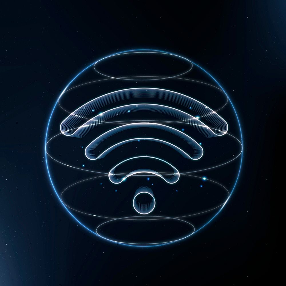 Wireless internet technology icon vector in blue on gradient background
