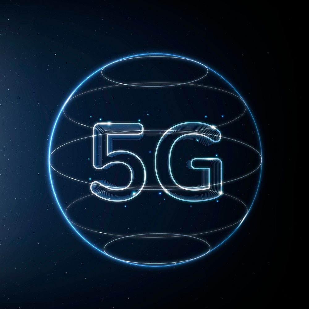 5g network technology icon vector in blue on gradient background